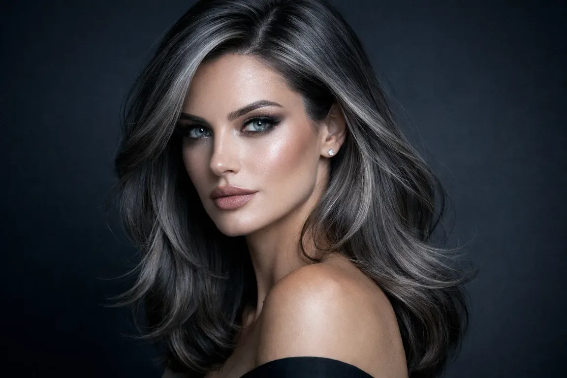 Cool Ash Brunette with Grey Blending