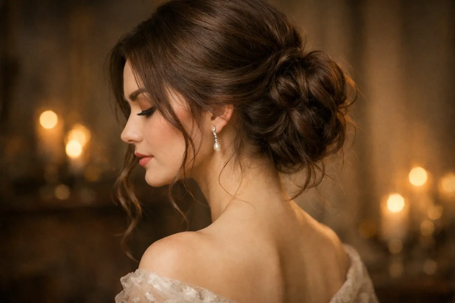 Loose Updo with Layered Tendrils