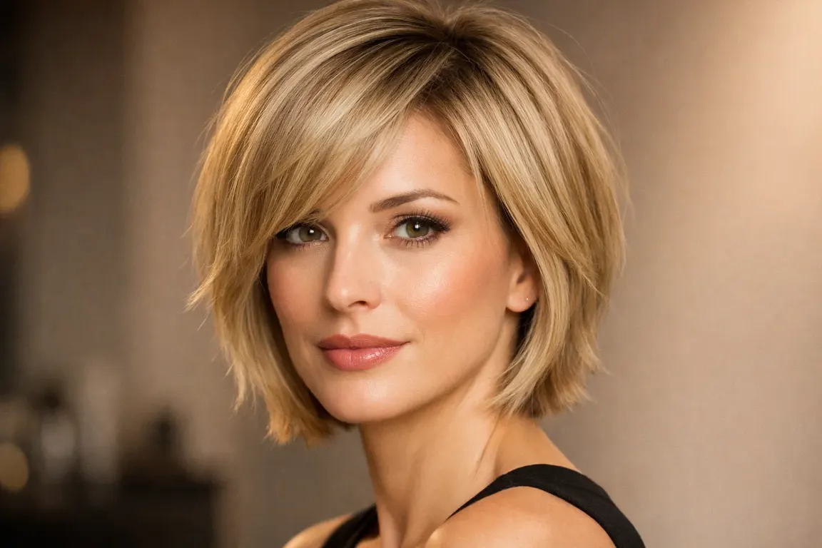 The Layered Bob with a Lifted Side Part