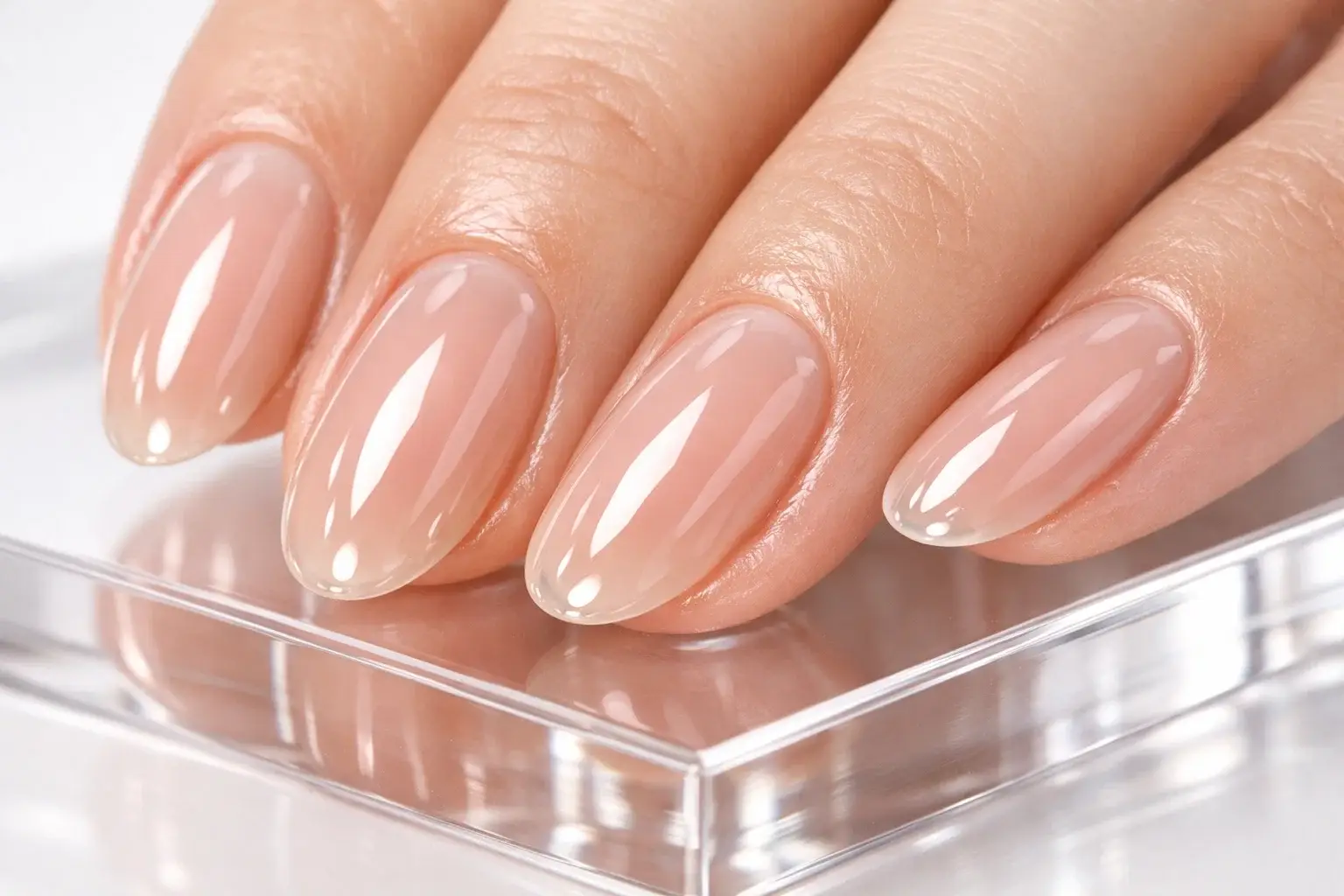 Sheer Glass-Skin Nails