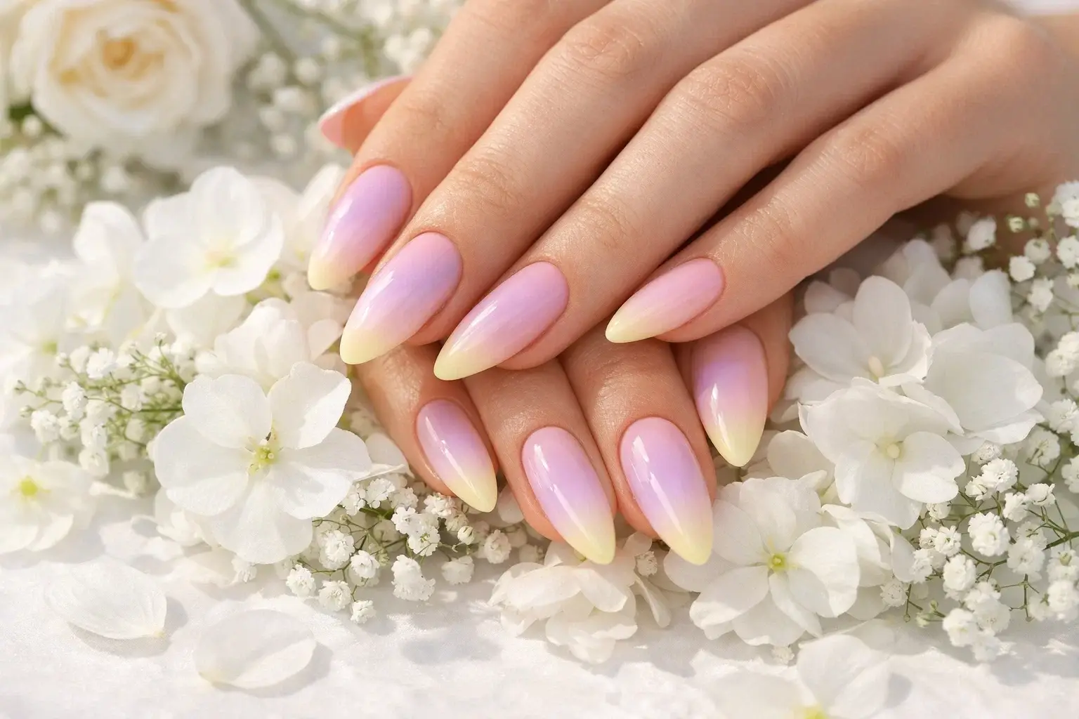 Pastel Ombre on Almond Acrylics