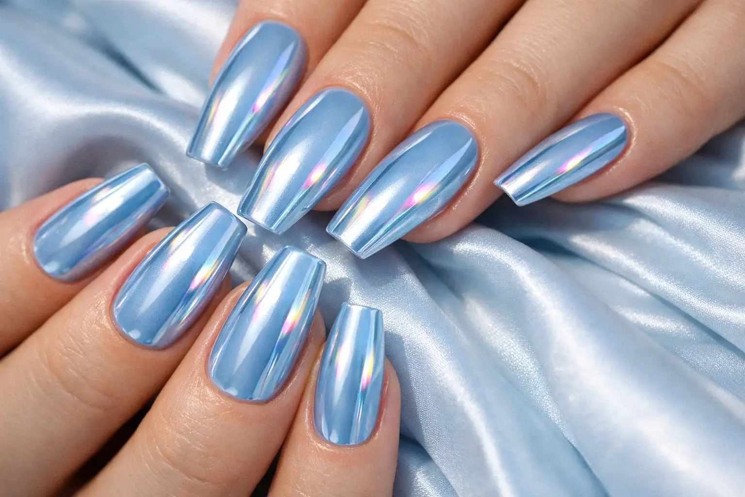 Powder Blue Chrome Acrylics