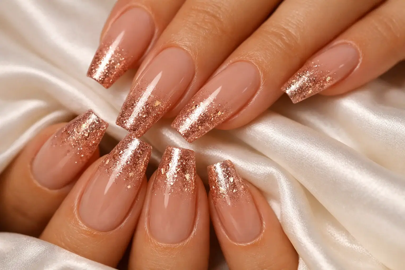 Nude and Rose Gold Ombre