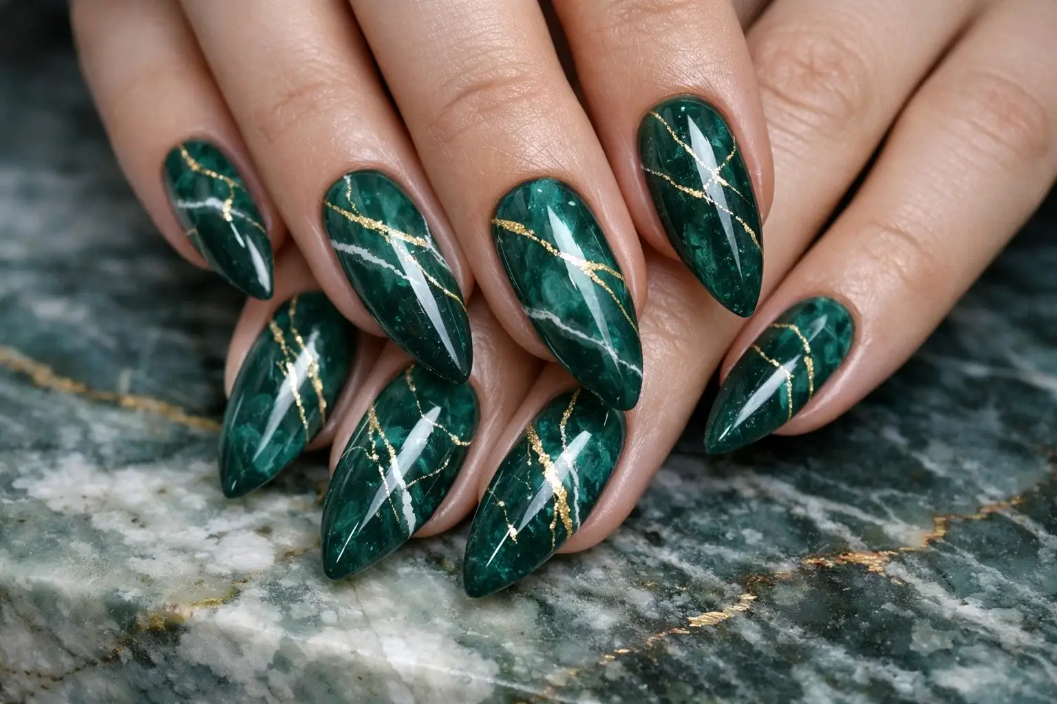 Jade Green Marble Acrylics