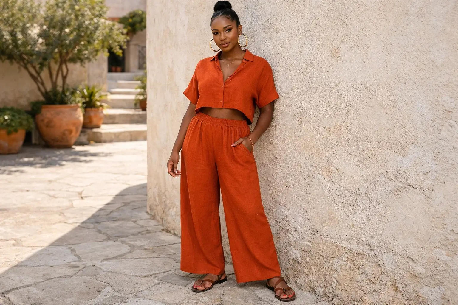 The Linen Co-ord Set in Earthy Tones