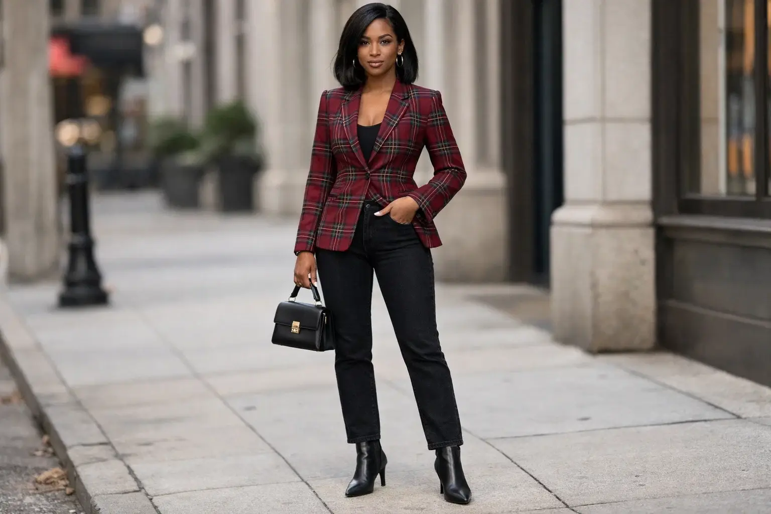 The Plaid Blazer with Black Jeans