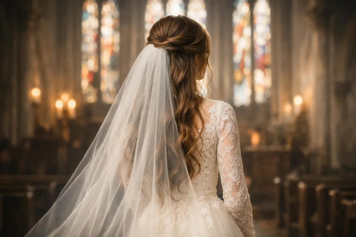 Twisted Half Up with Veil Integration