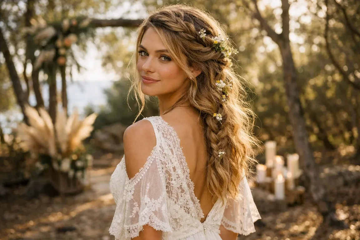 Loose Asymmetric French Plait Half Up