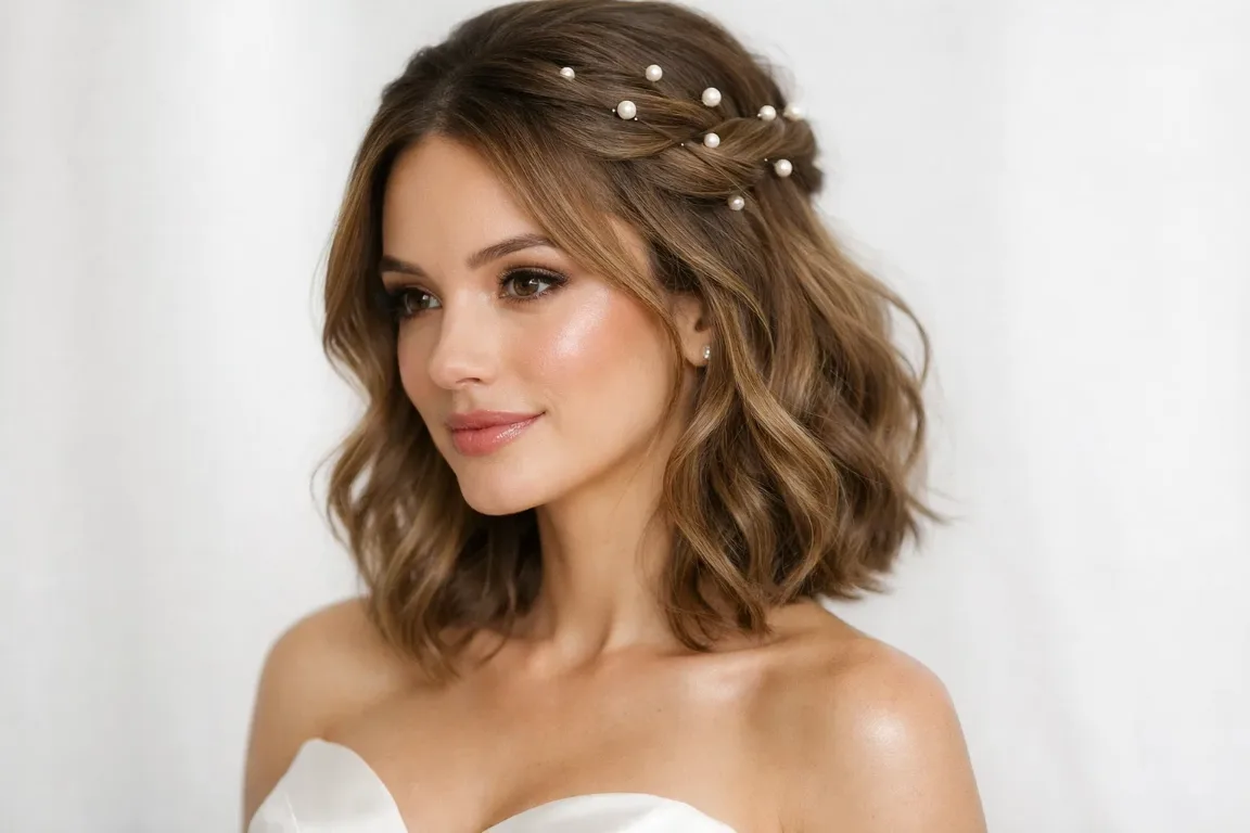 Pearl-Accented Twisted Half Up