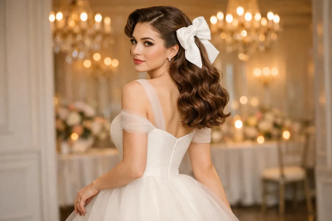 Retro-Inspired Waves with a Satin Bow