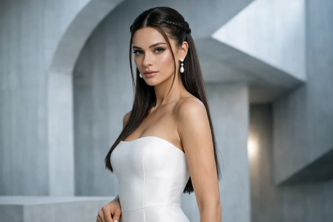 Micro-Braid Accents with a Straight Half Up