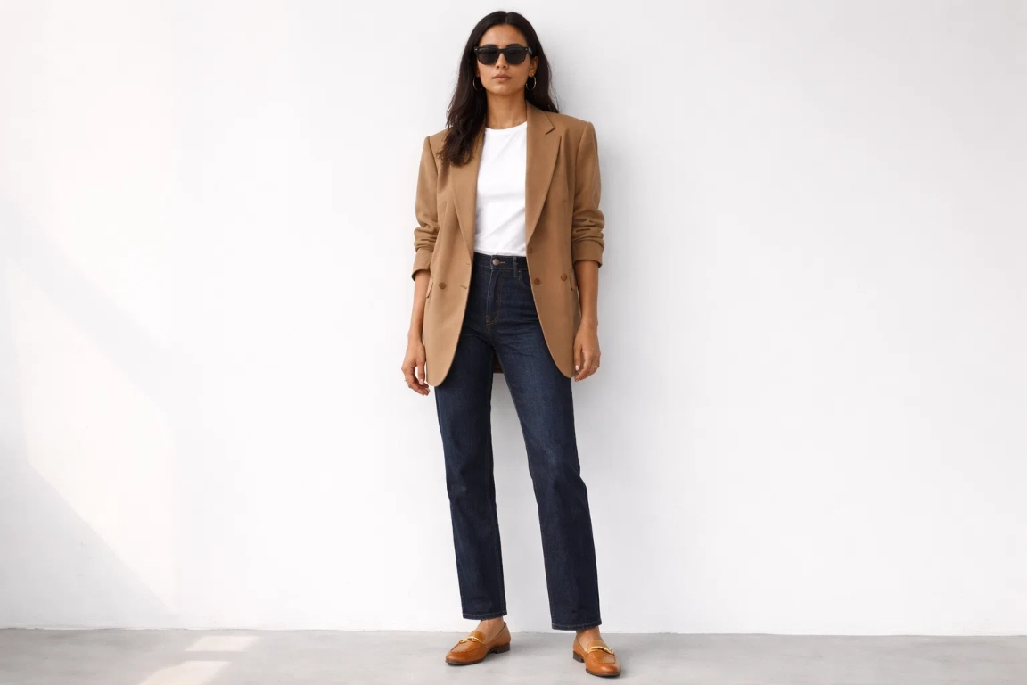 Oversized Blazer Over a Simple White Tee