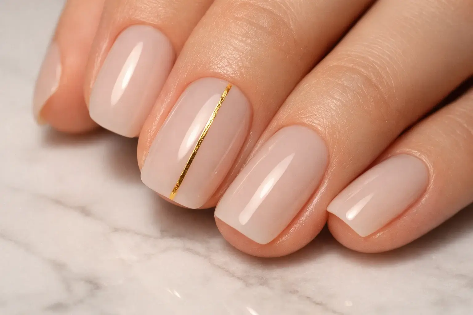 Gold Accent Line Nails