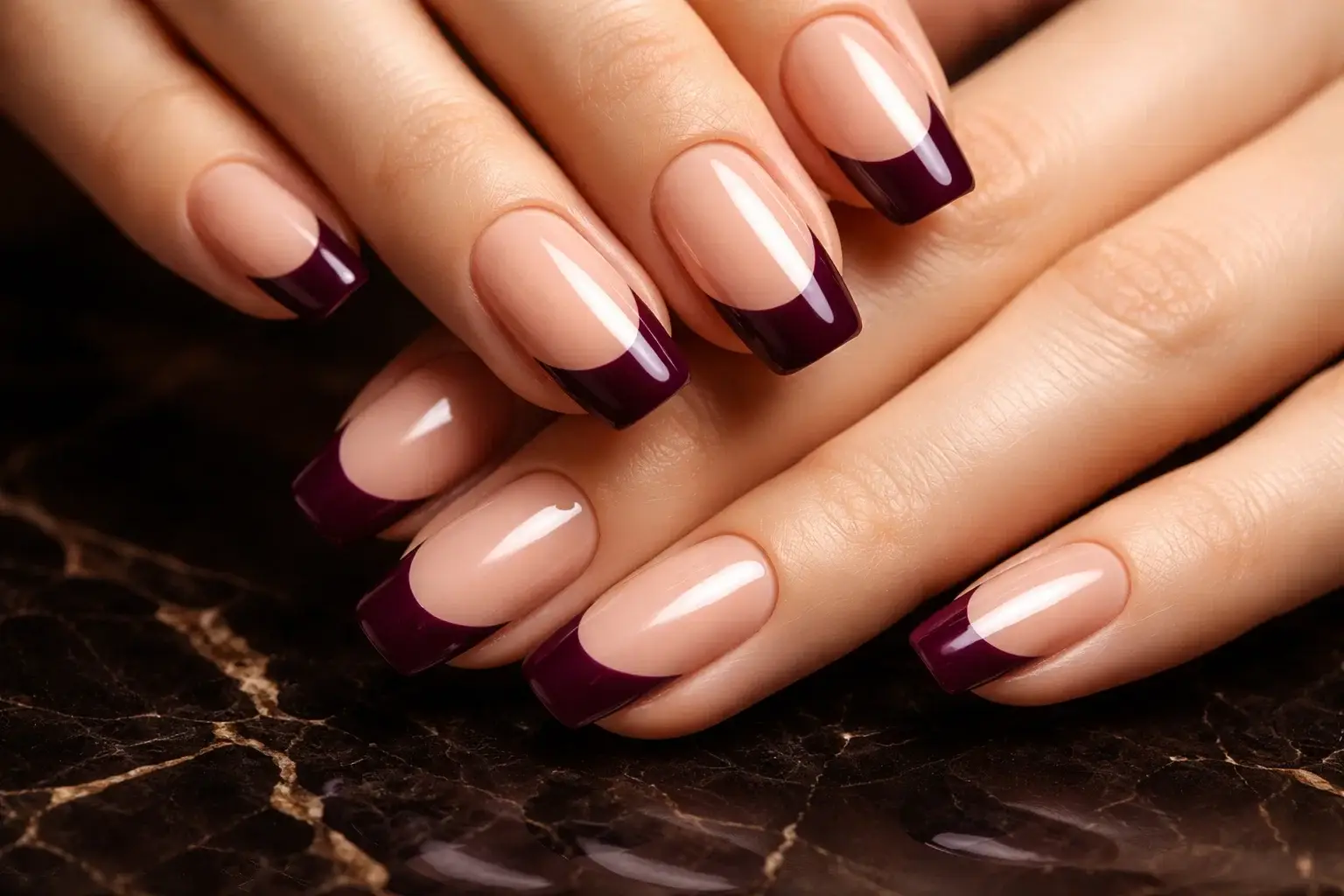 Plum French Tip