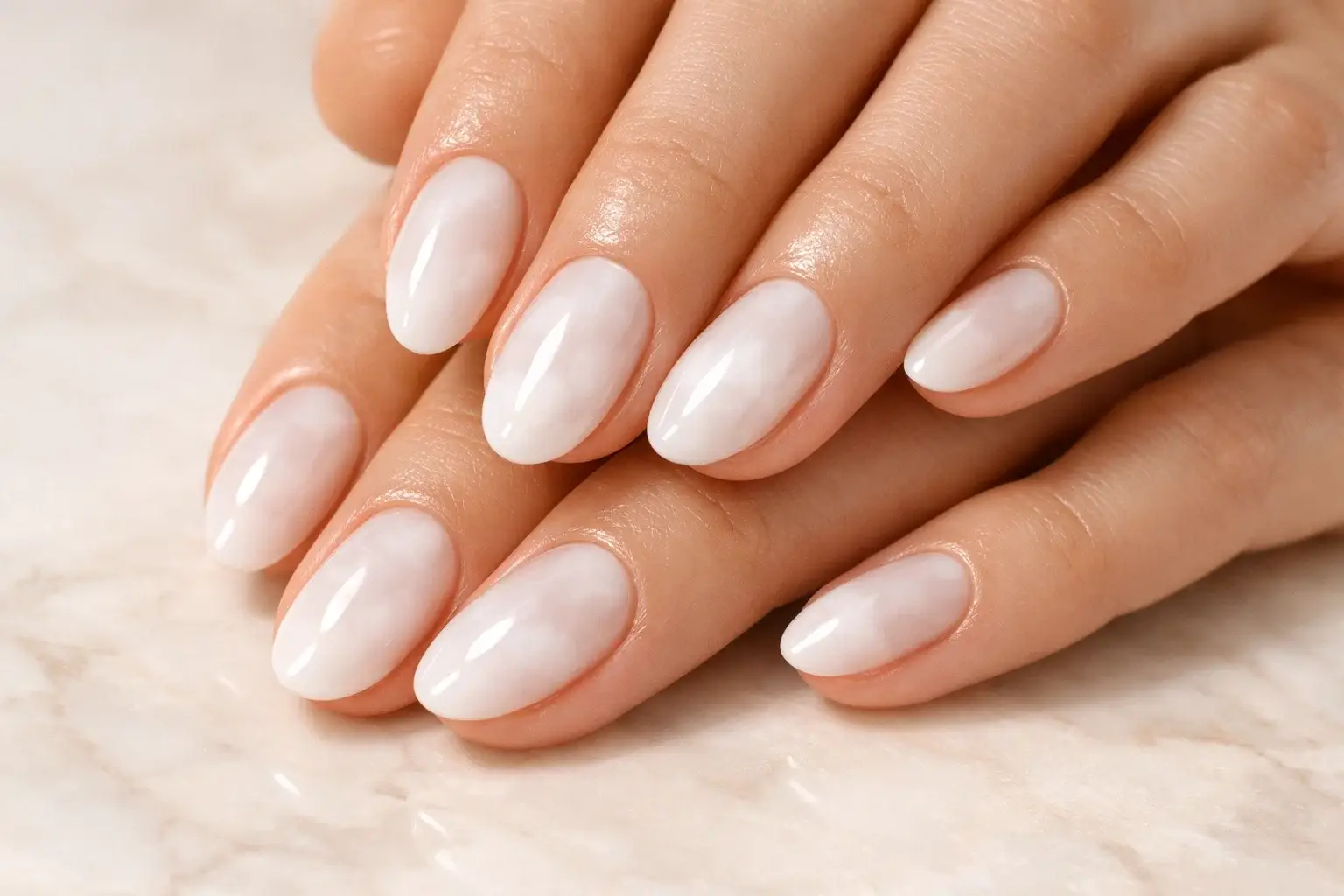 Milky White Nails
