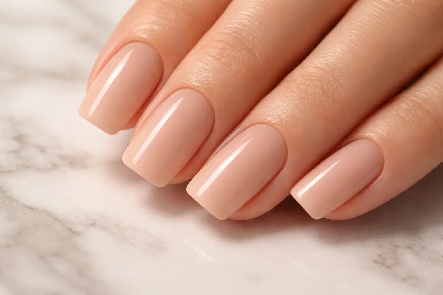 Soft Square Nails in a Single Nude Shade