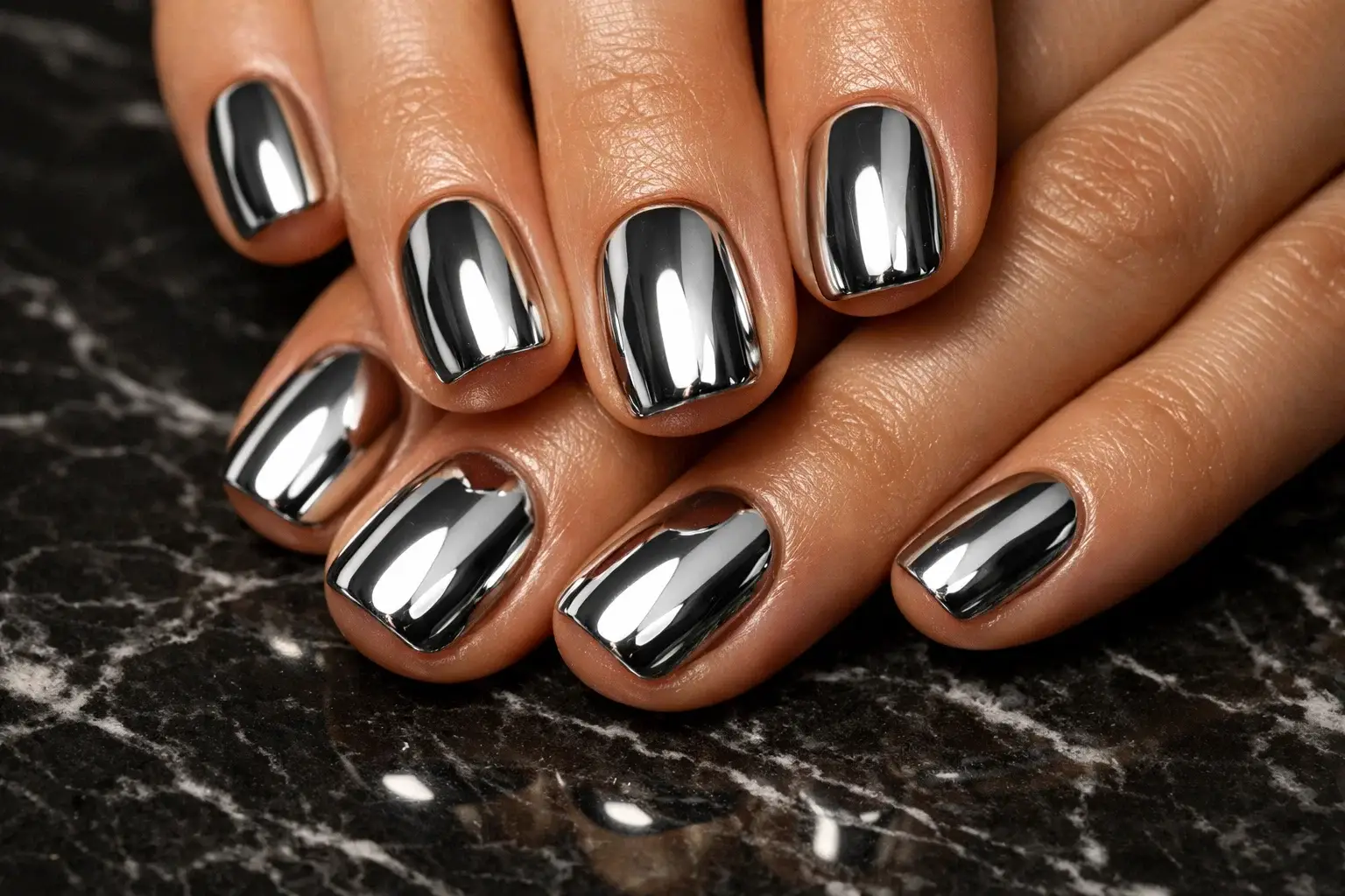 Chrome Nails with a Minimal Approach