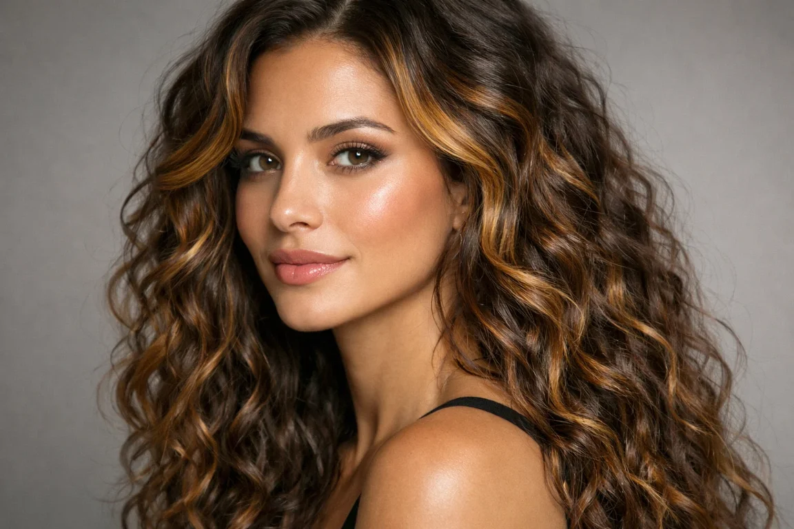 Long Curls With Face-Framing Highlights