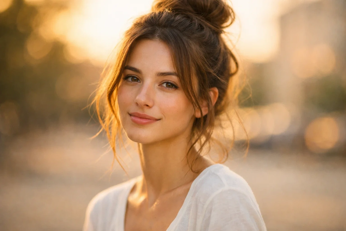 The Messy Bun with Face-Framing Strands