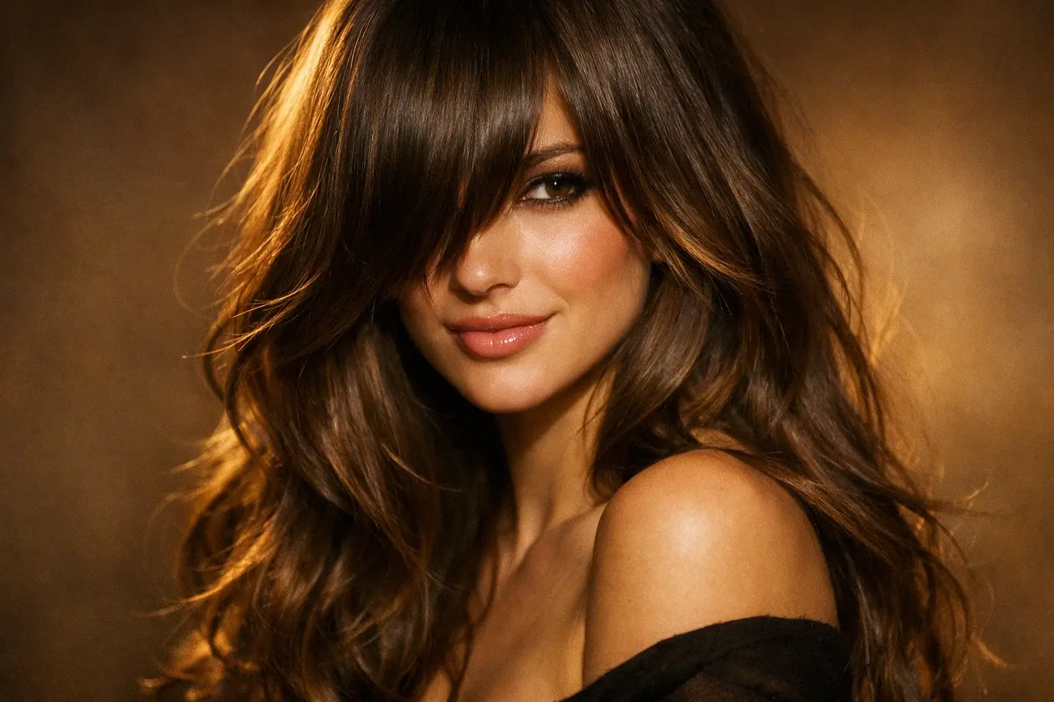 Peek-a-Boo Curtain Bangs with Long Layers