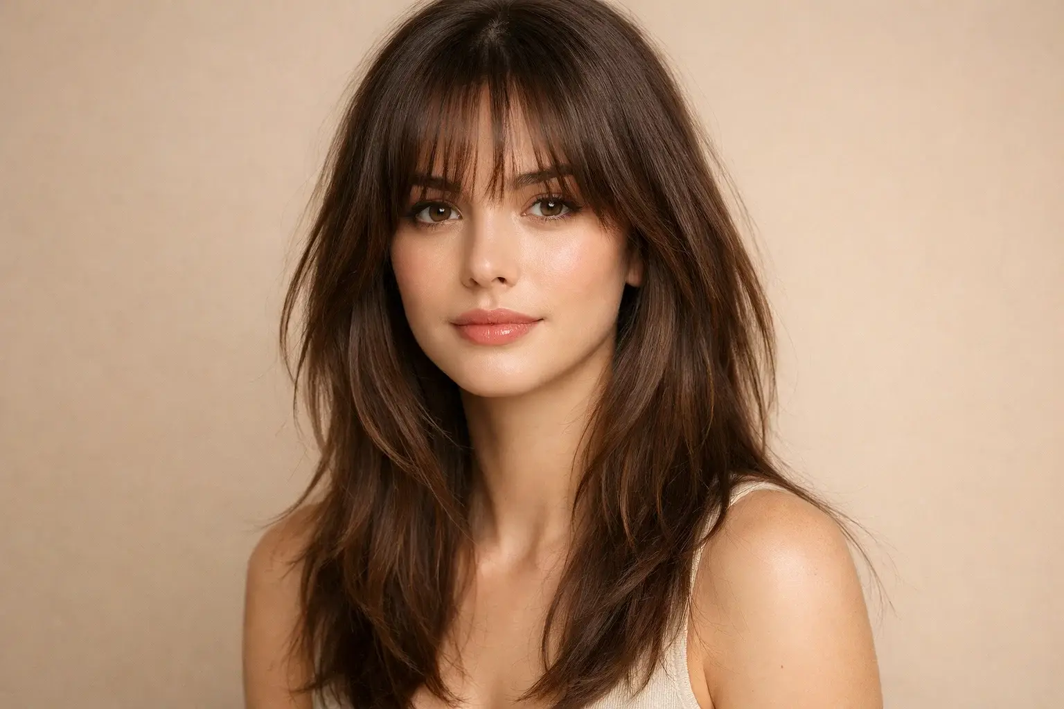 Face Framing Layers with Wispy Wavy Bangs