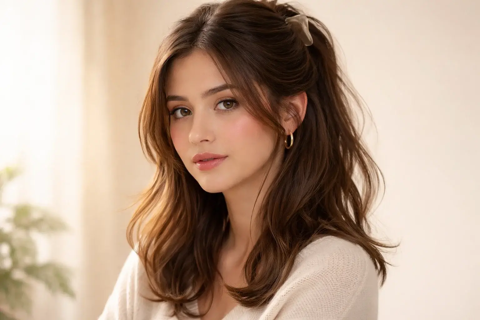 Half-Up Style with Face-Framing Layers