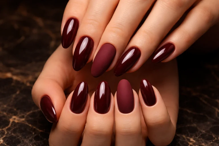 Burgundy and Deep Berry Nails