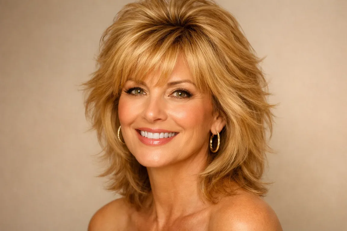 The Feathered Crown Shag in Honey Blonde