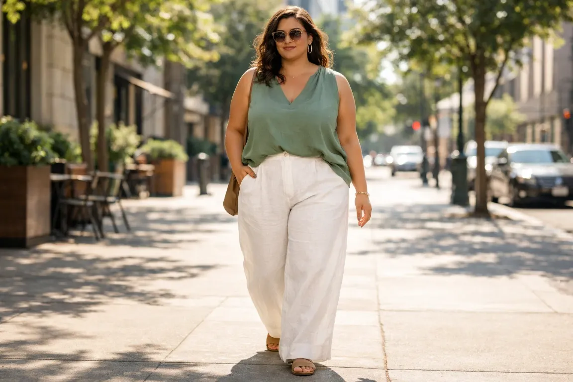 Wide-Leg Linen Trousers with a Breezy Top