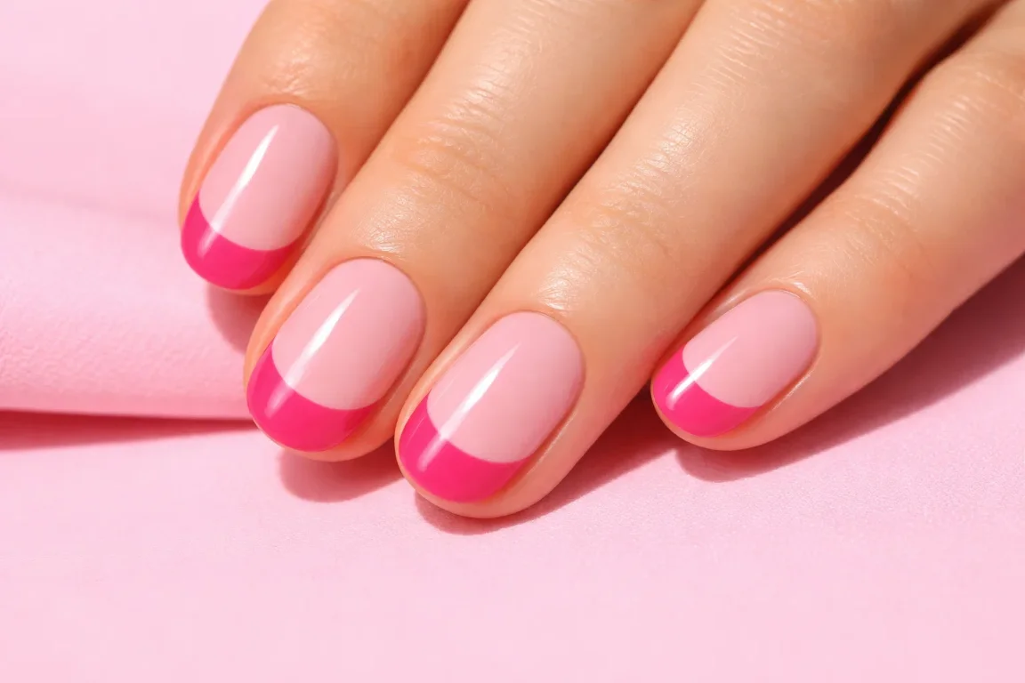 Bubblegum Pink with Hot Pink French Tips