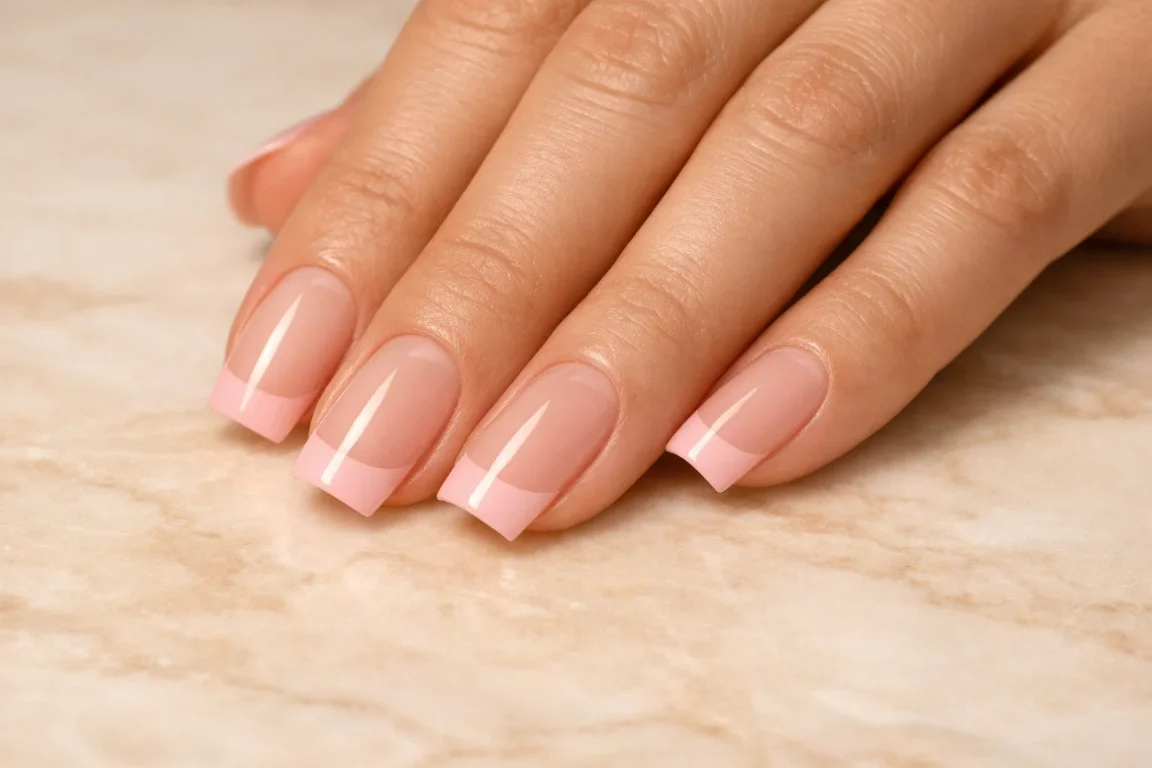Blush Pink French Tips on a Nude Base