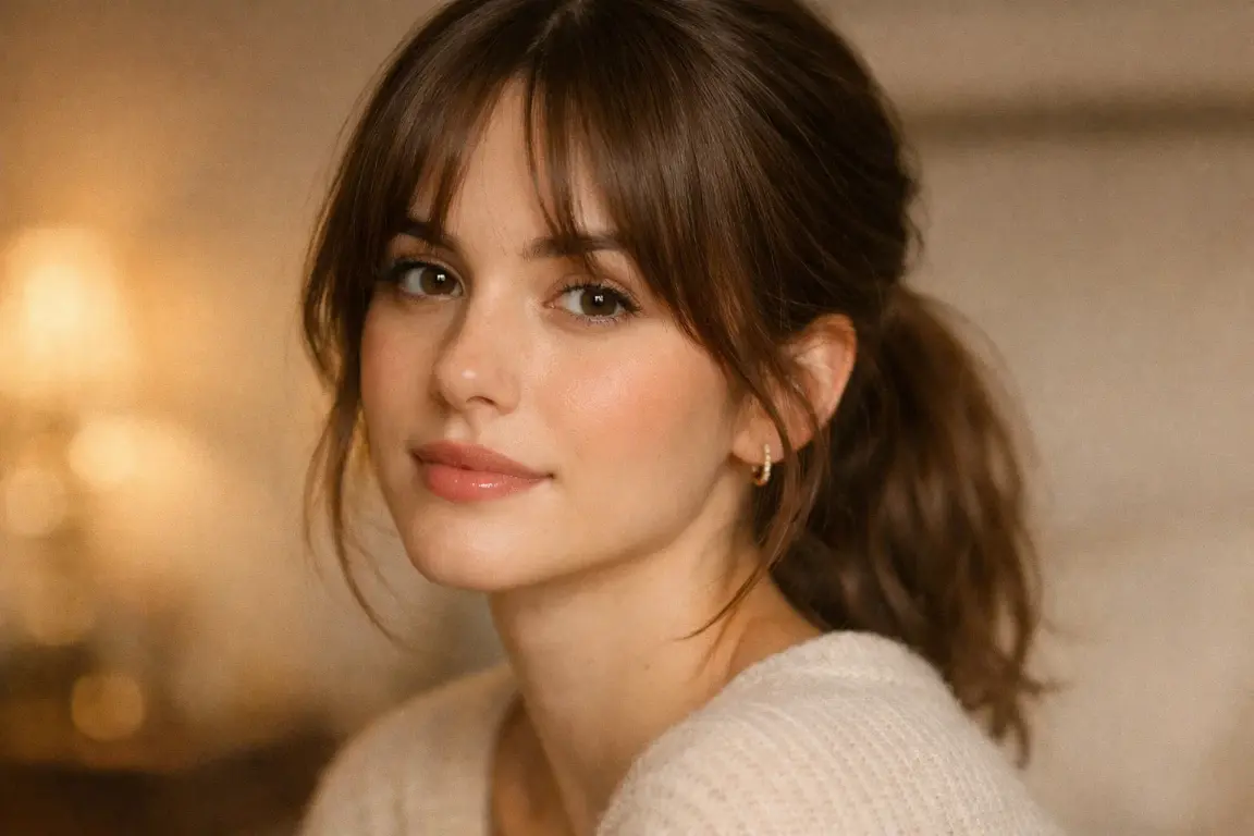 The Ponytail with Curtain Bangs