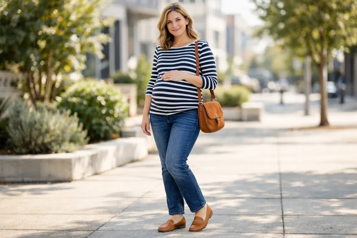 The Striped Breton Top and Maternity Jeans