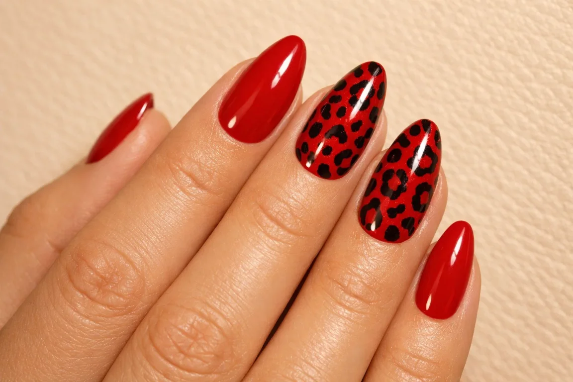Red with Animal Print Accent