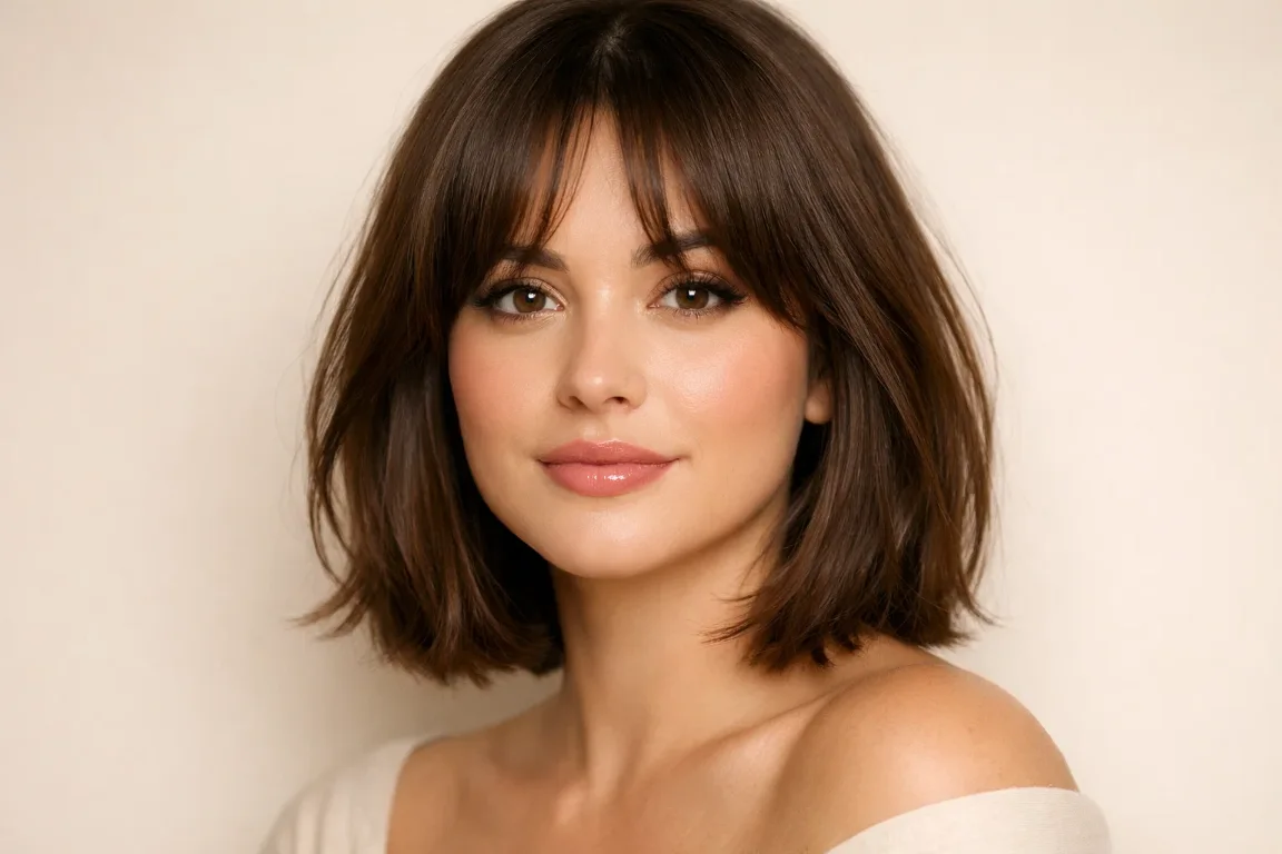 Curtain Bangs with a Lob