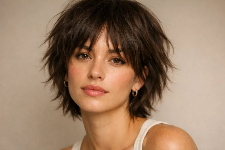 Textured Shag with Curtain Bangs