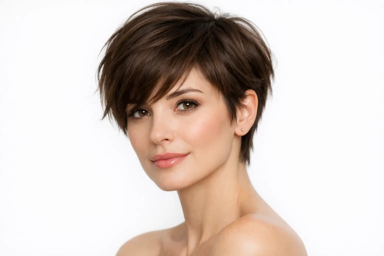 Layered Pixie with Side Swept Bangs