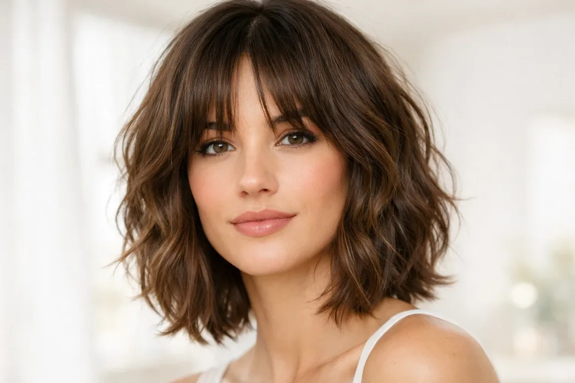 The Wavy Layered Crop with Curtain Bangs