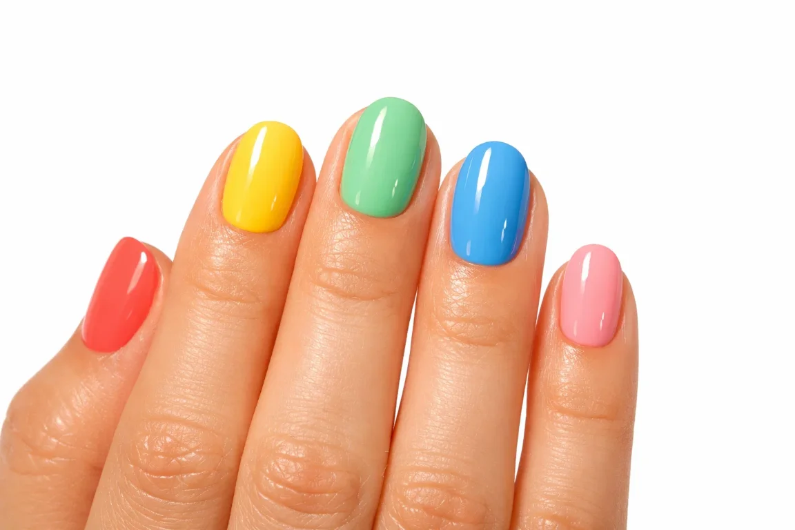 Skittle Nails in Summer Tones