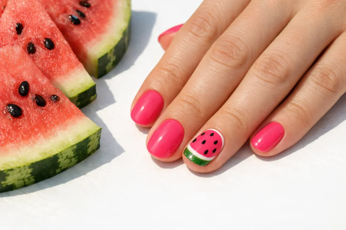 Watermelon Inspired Nail Art
