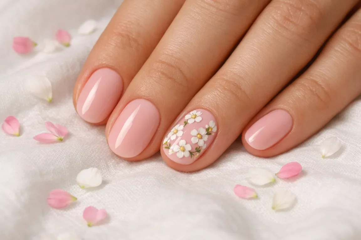 Soft Floral Accent Nail