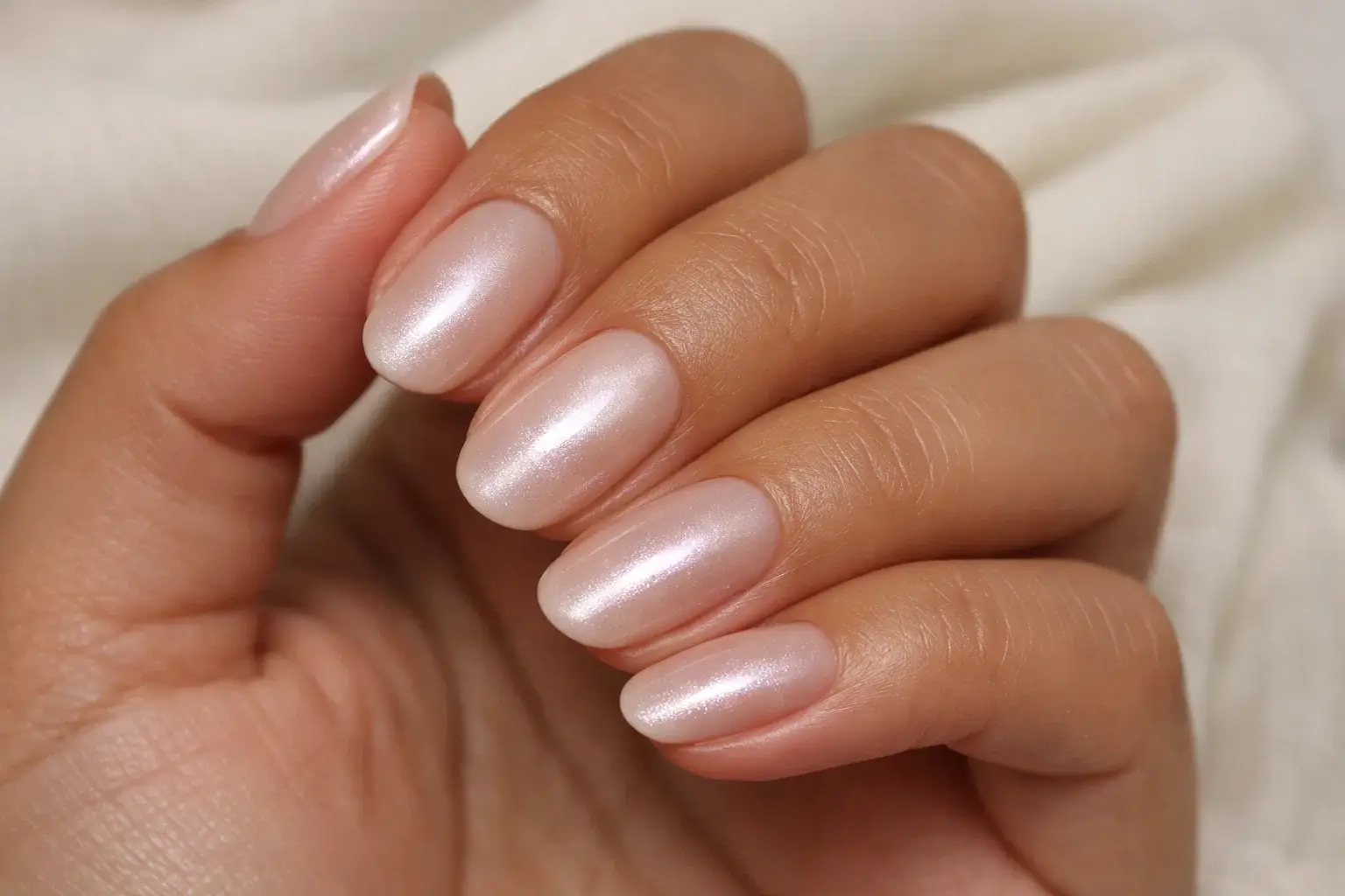 Pearl Finish Neutral Gel Nails