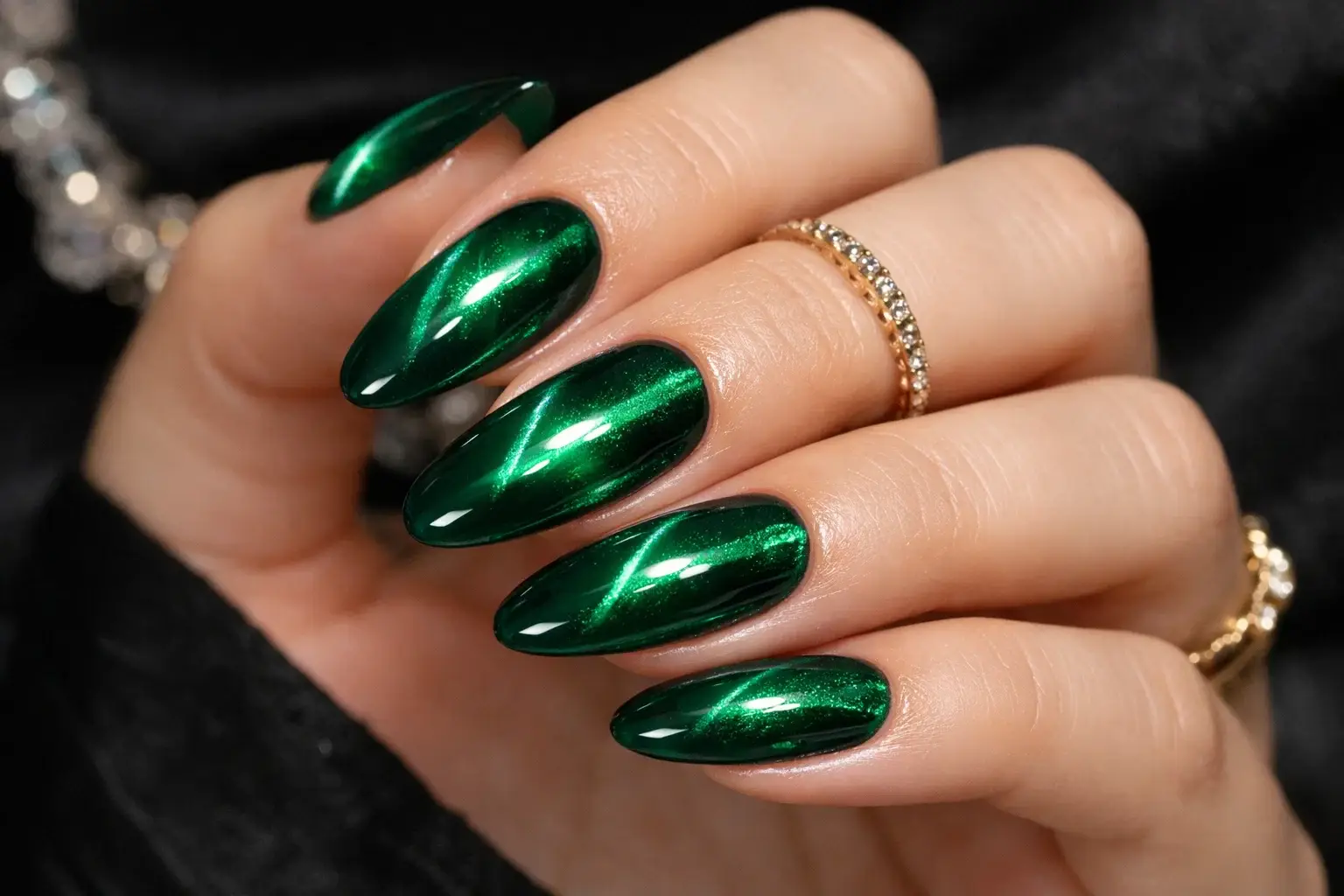 Emerald Glass Gel Nails