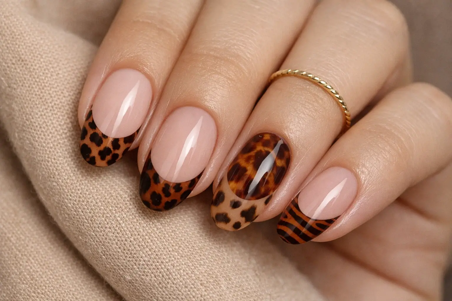 Animal Print French Tips