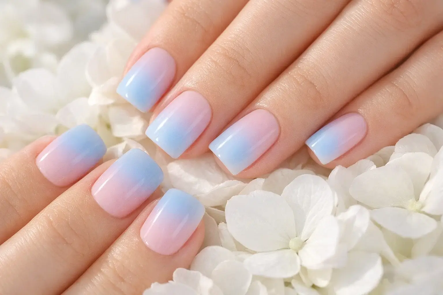 Soft Pastel Ombre Square Nails