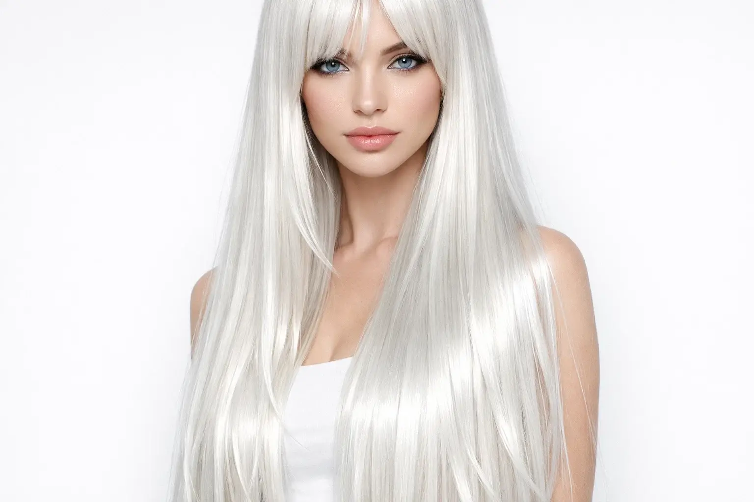 Platinum Blonde Long Straight Hair