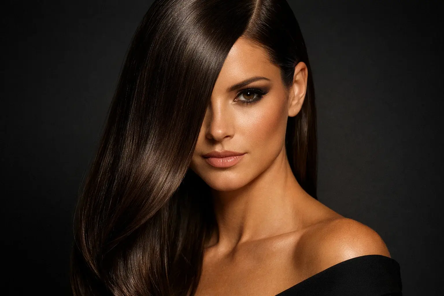 Straight Hair with a Deep Side Part