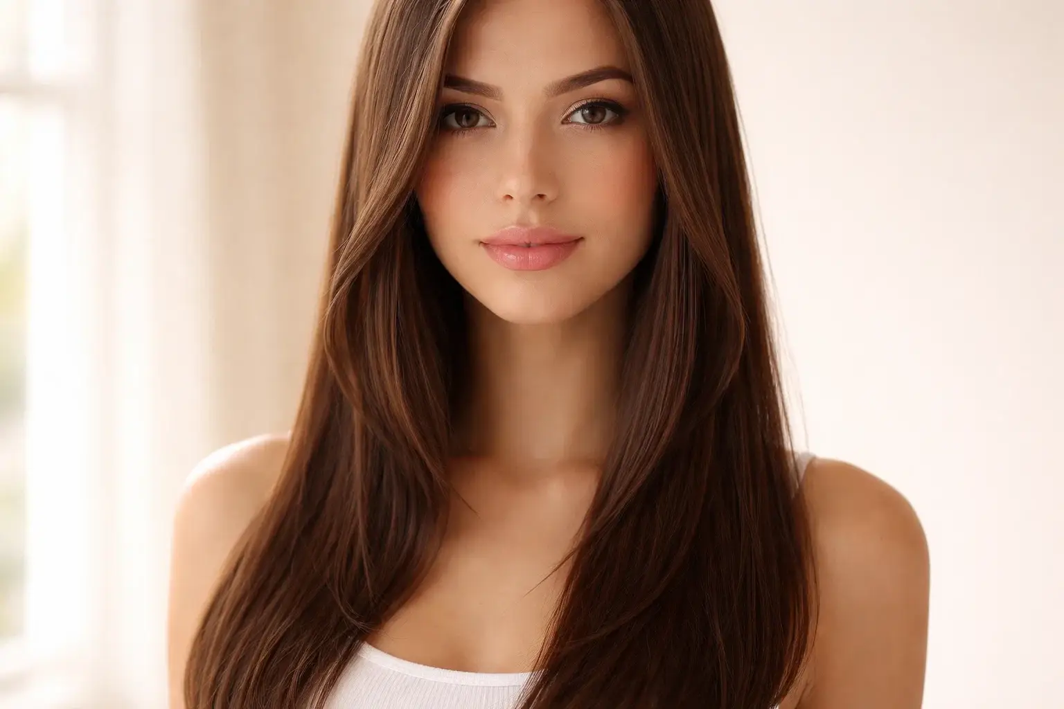 Face-Framing Layers on Long Straight Hair