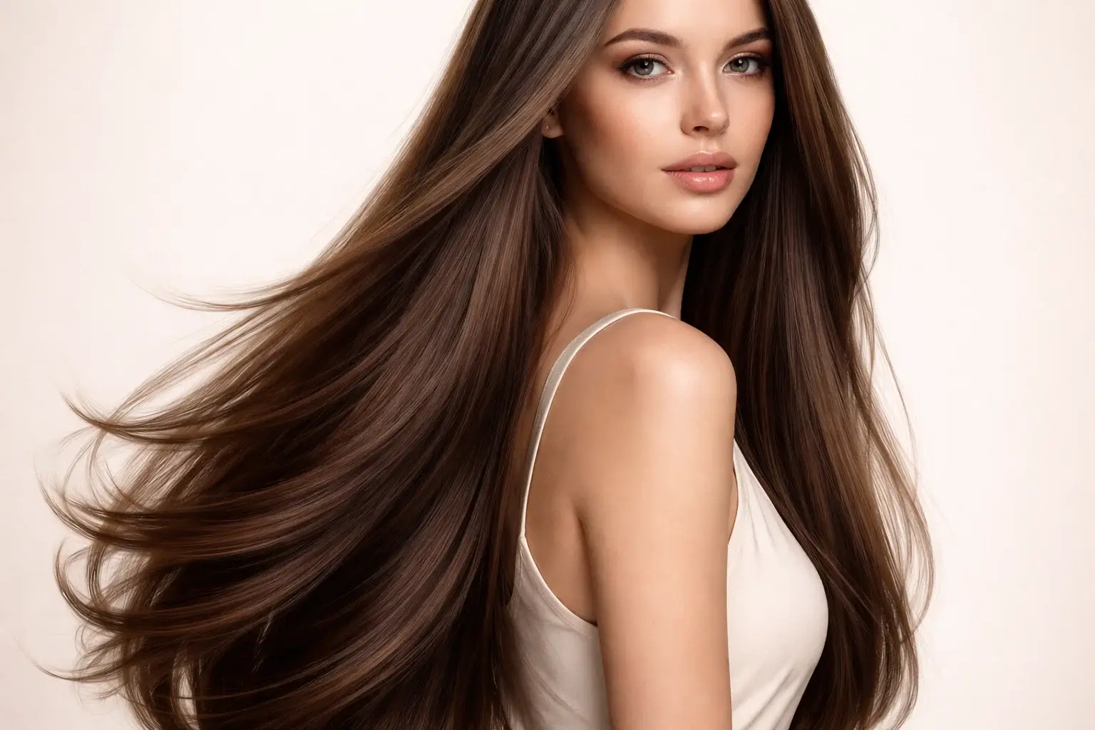 Ghost Layers on Long Straight Hair