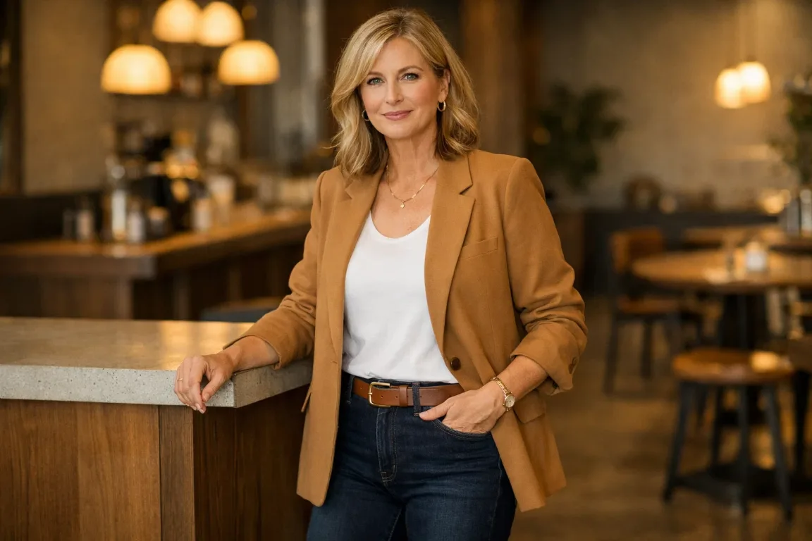 Straight-Leg Denim with a Relaxed Blazer